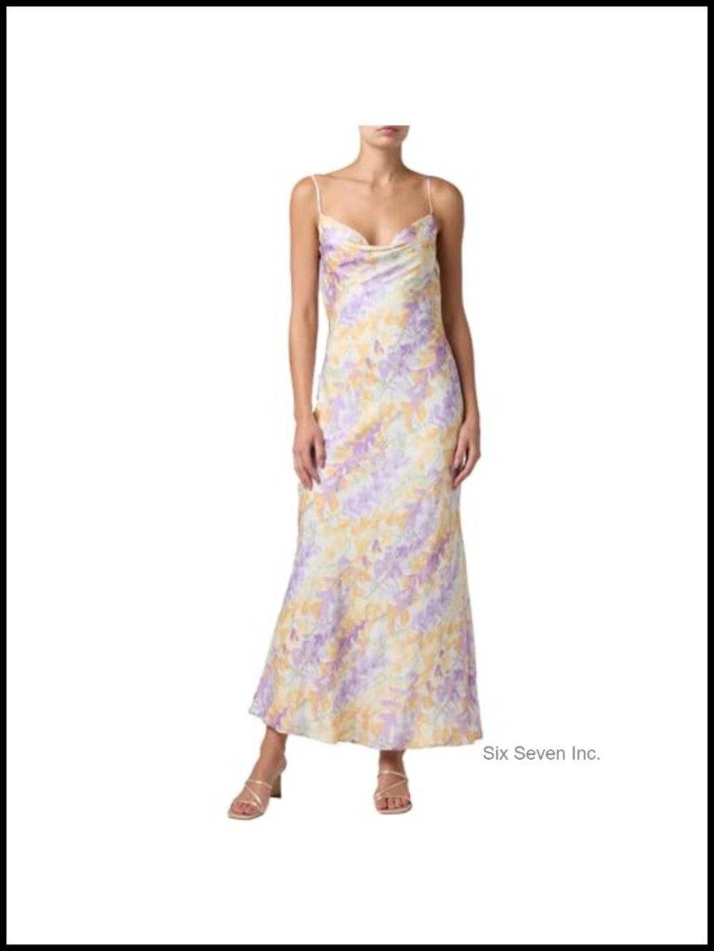 Lulus Cowl Neck Maxi Dress Floral A-Line Sleeveless Semi Formal Summer Wedding